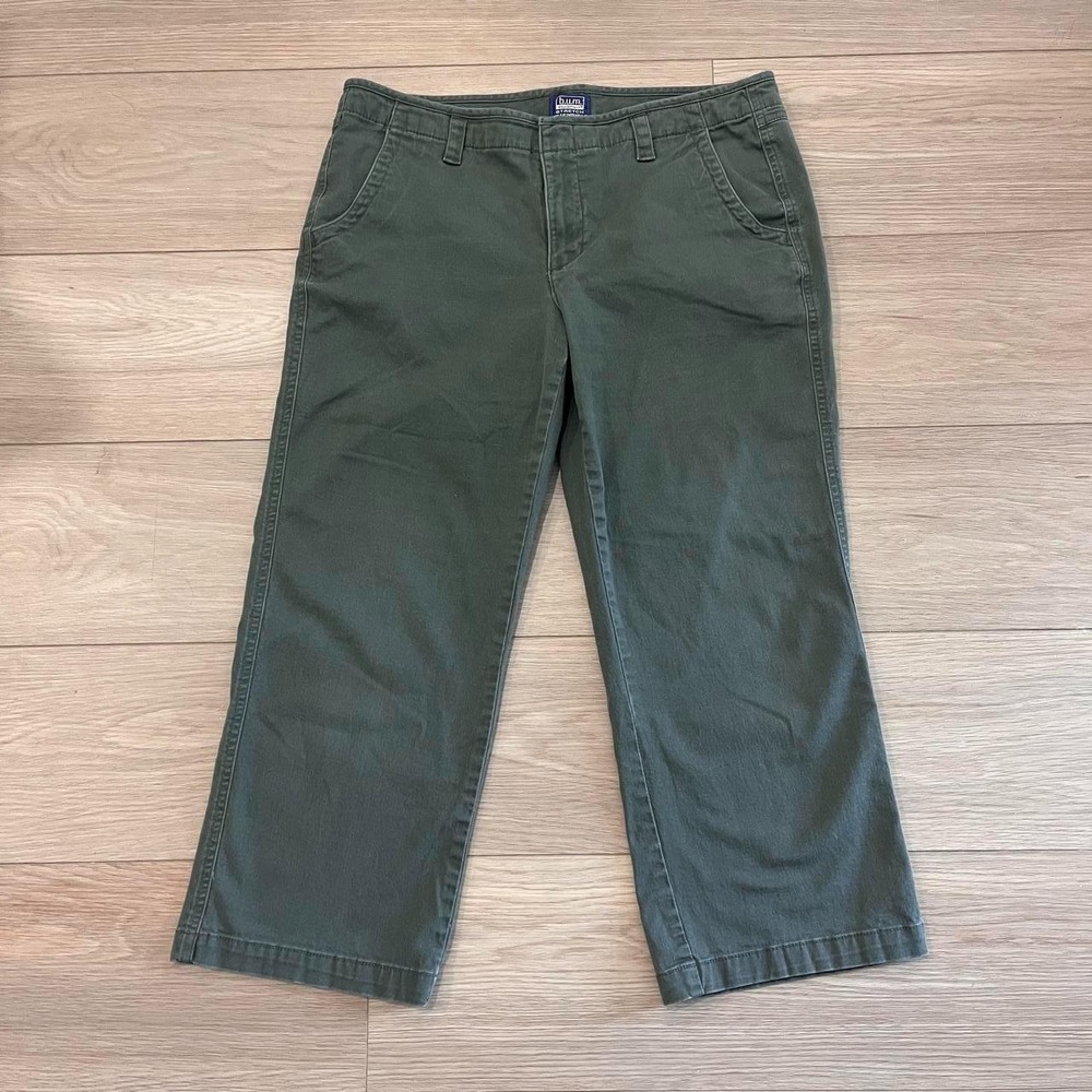 Vintage BUM Equipment Olive Green Wide Leg Capris Y2K 2000s Grunge Women 10
